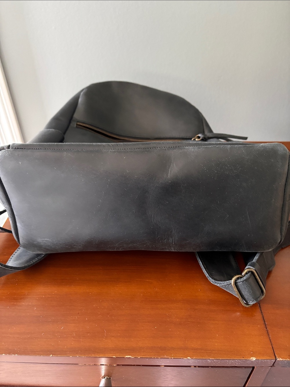 Able Black Leather Women's Backpack with Gold Zipper - Picture 5 of 8